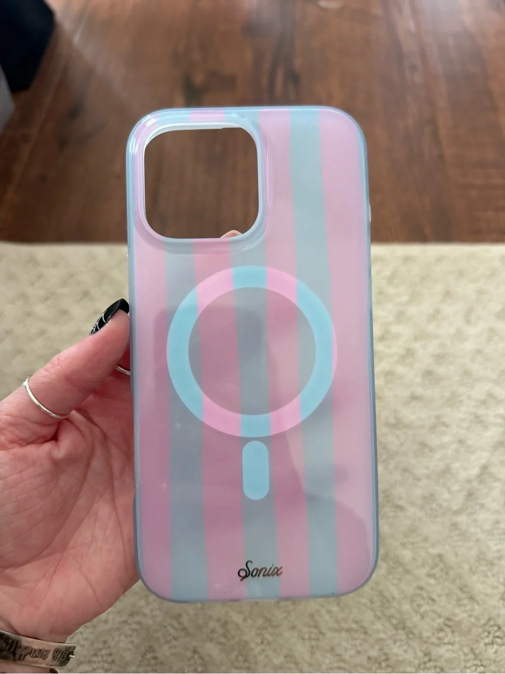 Sonix Pink & Blue Stripe MagSafe iPhone Case- iPhone 16 Pro Max